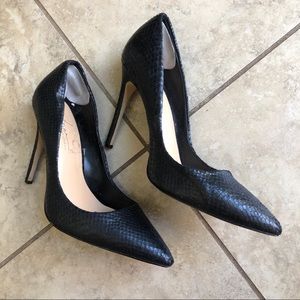 Daya by Zendaya black faux snake skin heel
